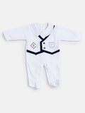 Baby Boy Classic Velvet Sleepsuit - White
