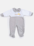Baby Boy Polka Dot Velvet Sleepsuit - Grey