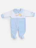 Baby Boy Polka Dot Velvet Sleepsuit - Baby Blue