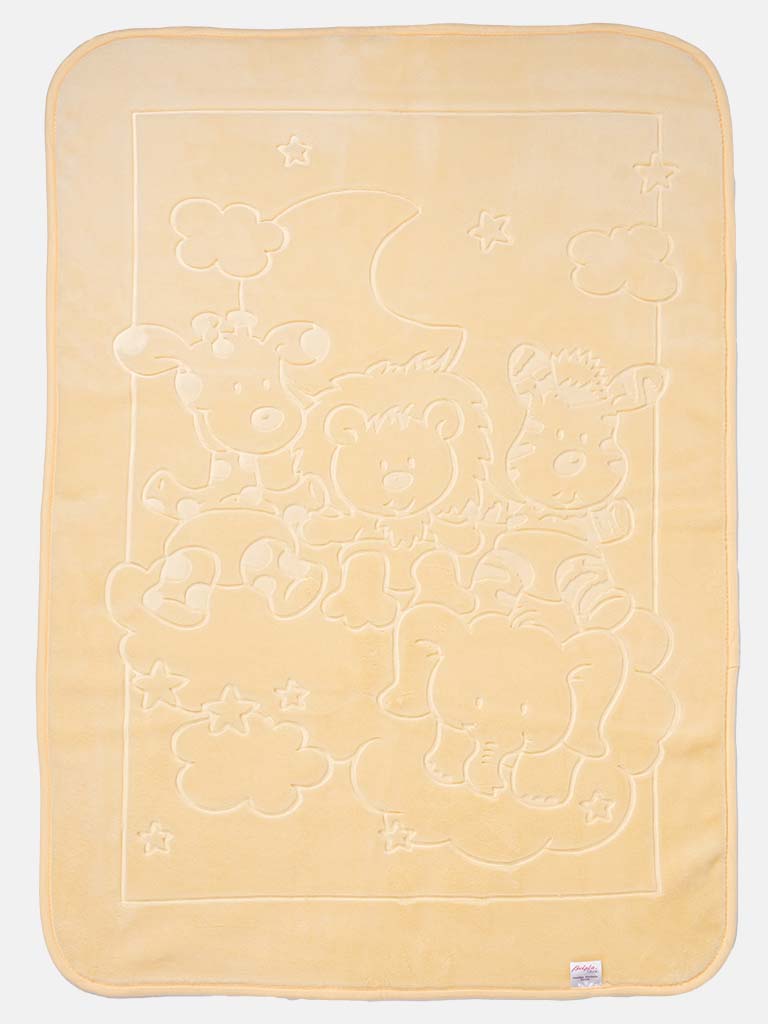 Baby Girl Animal Friends Soft Fleece Pram Blanket - Cream Yellow