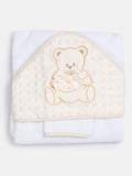 Baby Hooded Teddy Towel Set with Wash Cloth - White & Ivory
