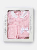 Baby Girl 3-piece Knitted Gift Box Set with Bow - Baby Pink