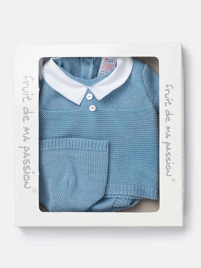 Baby Boy 3-piece Everyday Knitted Gift Box Set-Blue