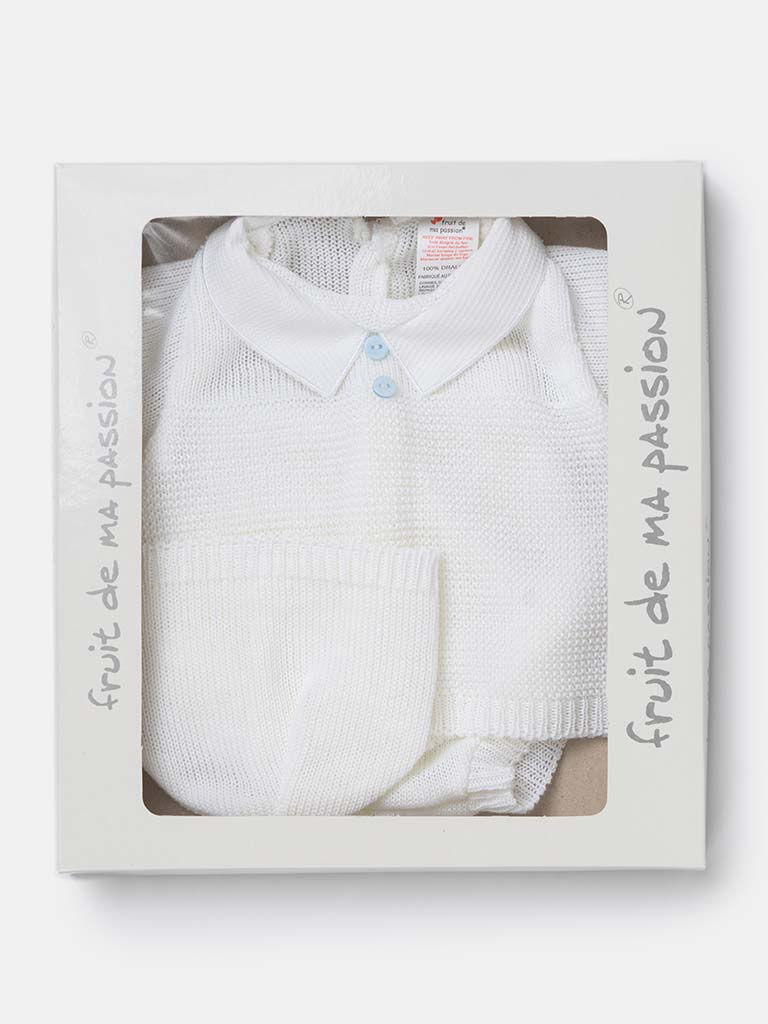 Baby Boy 3-piece Everyday Knitted Gift Box Set-White