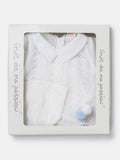 Baby Boy 3-piece Short Pom-pom Knitted Gift Box Set - White
