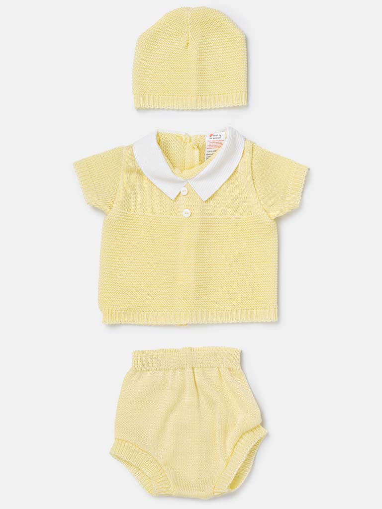 Baby Boy 3-piece Everyday Knitted Gift Box Set-Lemon Yellow