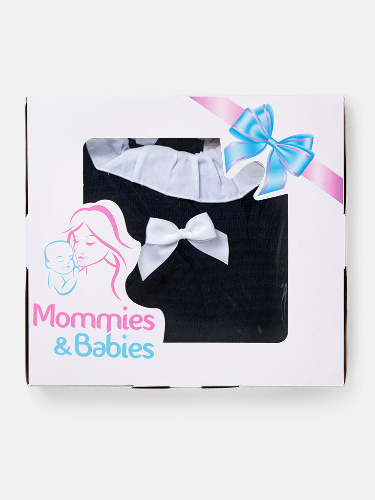 Baby Girl 3-piece Scallop Ruffle Knitted Gift Box Set-Dark Navy