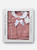 Baby Girl 3-piece Flower Knitted Gift Box Set - Dusty Pink