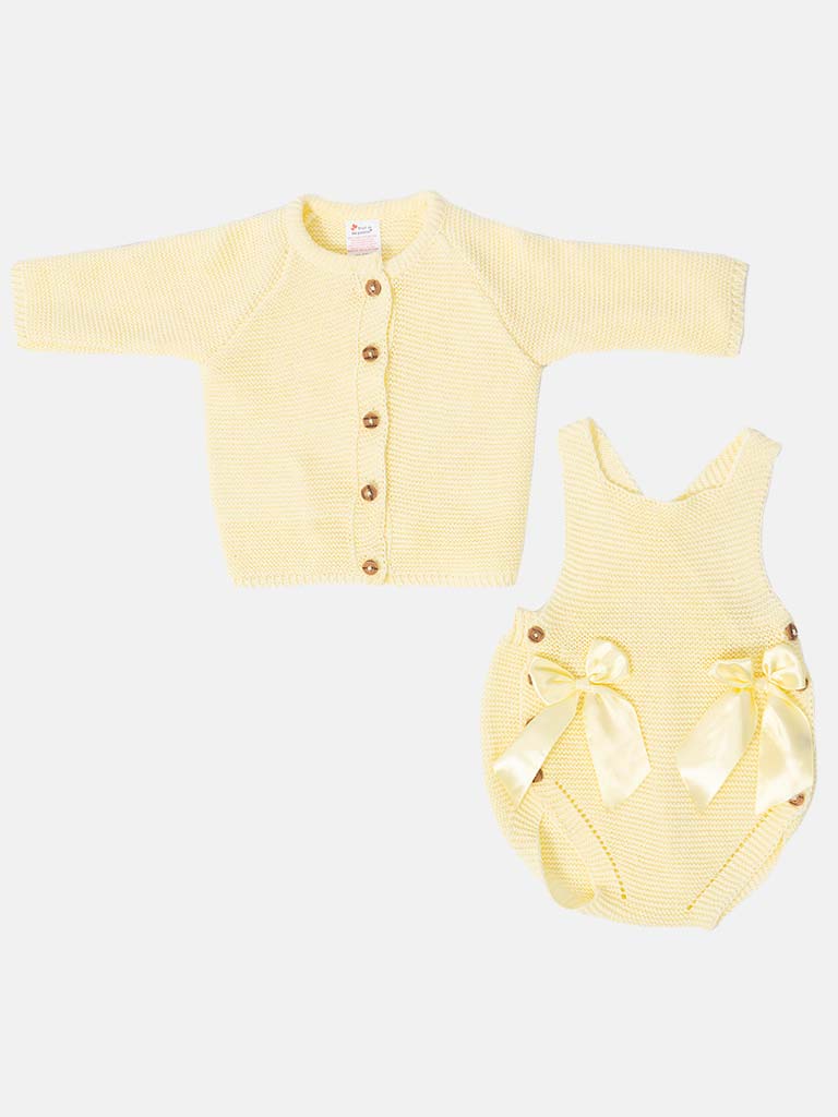 Baby Girl Emmeline Collection 2-piece Knitted Set- Lemon Yellow