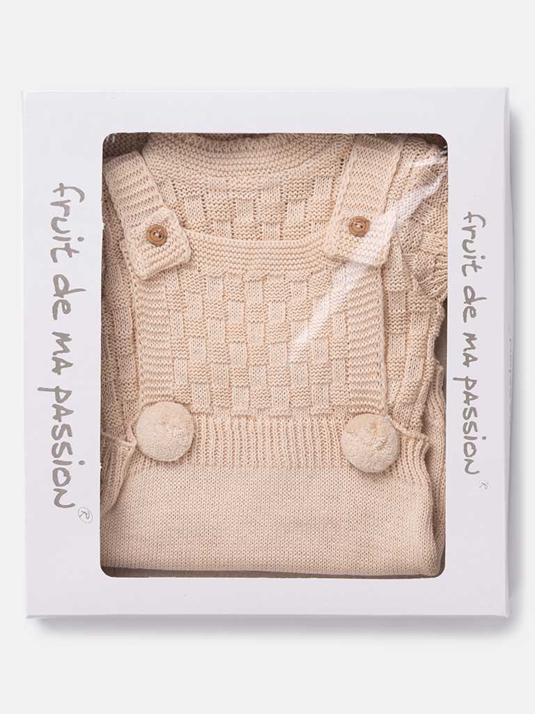 Baby Boy 4-piece Checked Knitted Gift Box Set - Beige
