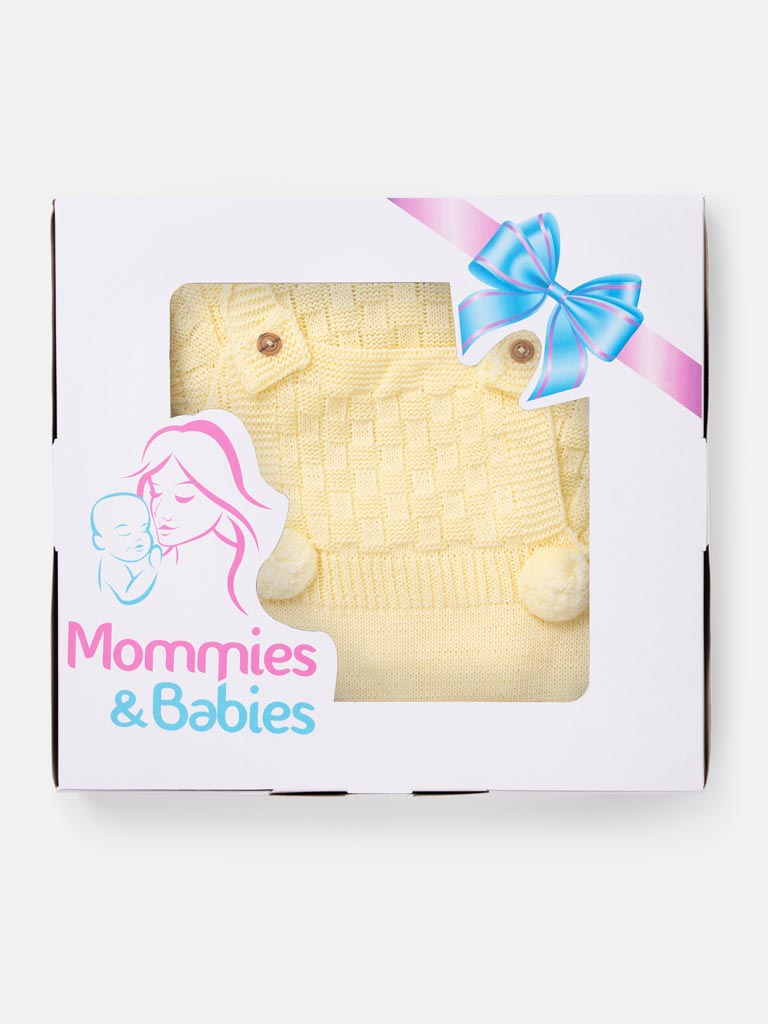 Baby Boy 4-piece Checked Knitted Gift Box Set - Lemon Yellow