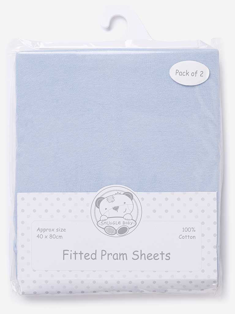 Baby Snuggle Baby Cotton Fitted Sheets (Pack of 2)-Baby Blue
