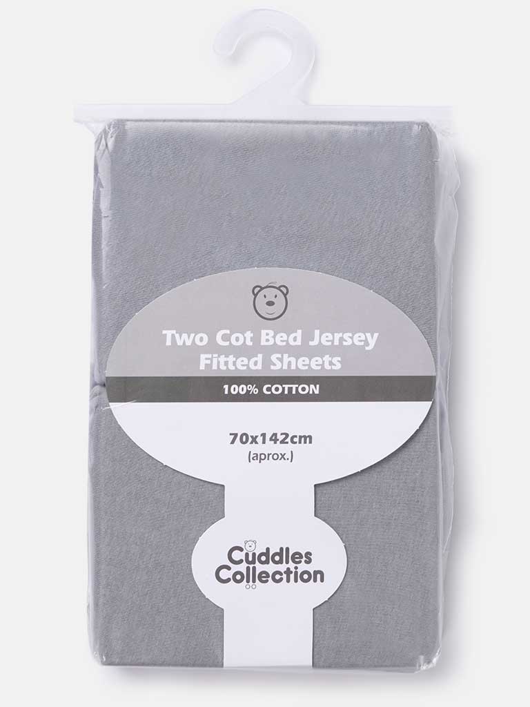 Baby Cuddles Collection Cotton Fitted Sheets (Pack of 2)-Grey