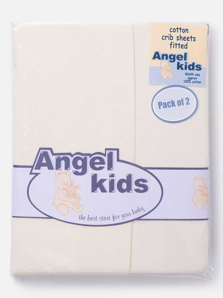 Baby Angel Kids Cotton Fitted Sheets (Pack of 2)-Ivory