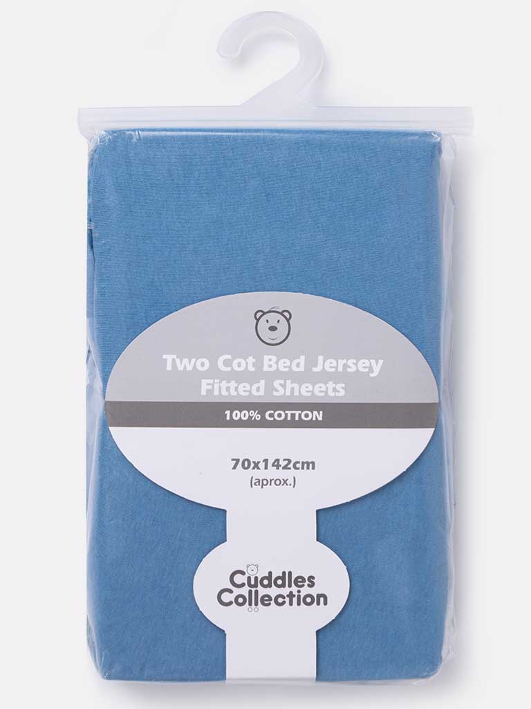 Baby Cuddles Collection Cotton Fitted Sheets (Pack of 2)-Blue