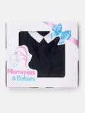 Baby Boy 3-piece Dual Pom-pom Knitted Gift Box Set - Navy Blue
