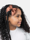 Baby Girl Vibrant Satin Bow Hairclip - Brown
