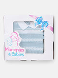 Baby Boy 2 Piece Striped Diamond Knit Pom-pom Gift Box Set - Baby Blue