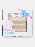 Baby Boy 2 Piece Striped Diamond Knit Pom-pom Gift Box Set - Beige