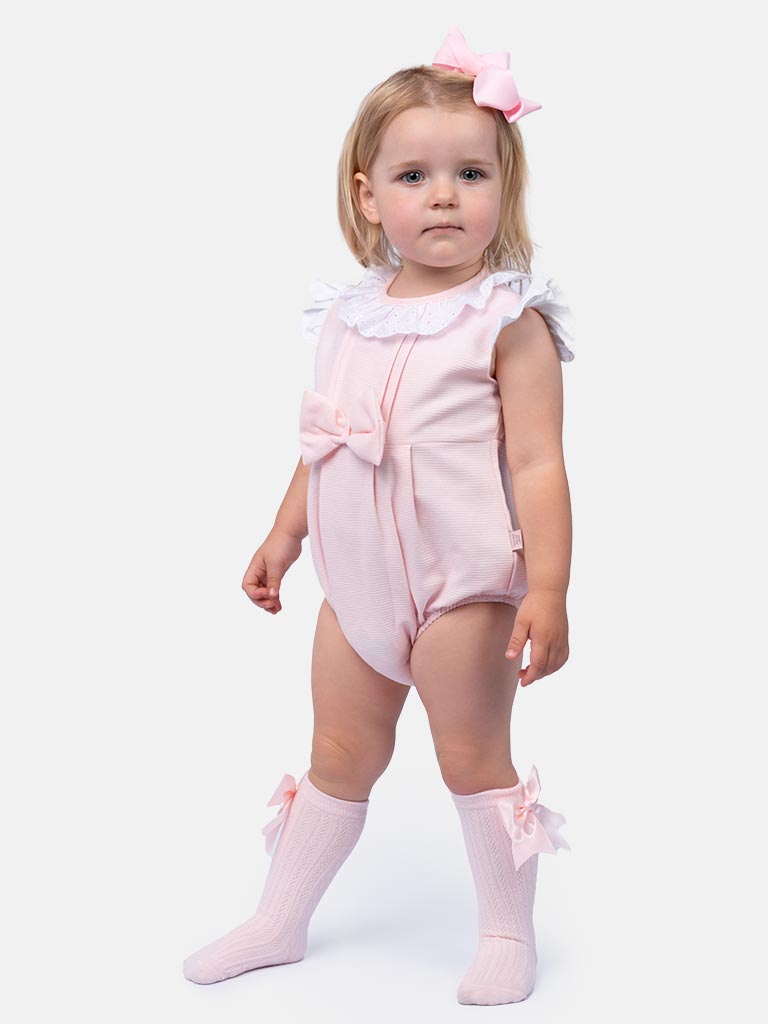 Baby Girl Eva Collection Spanish Romper-Baby Pink