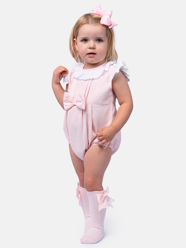 Baby Girl Eva Collection Spanish Romper-Baby Pink