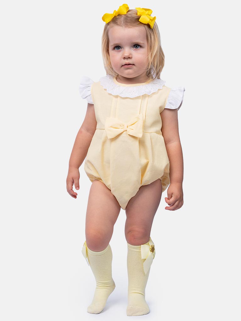 Baby Girl Eva Collection Spanish Romper-Lemon Yellow