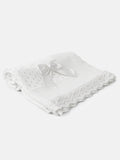 Baby Open Dot Knitted Spanish Blanket with Bow - White