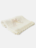 Baby Open Dot Knitted Spanish Blanket with Bow - Ivory