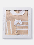 Baby Girl 3-piece Scallop Line Knitted Gift Box Set - Beige