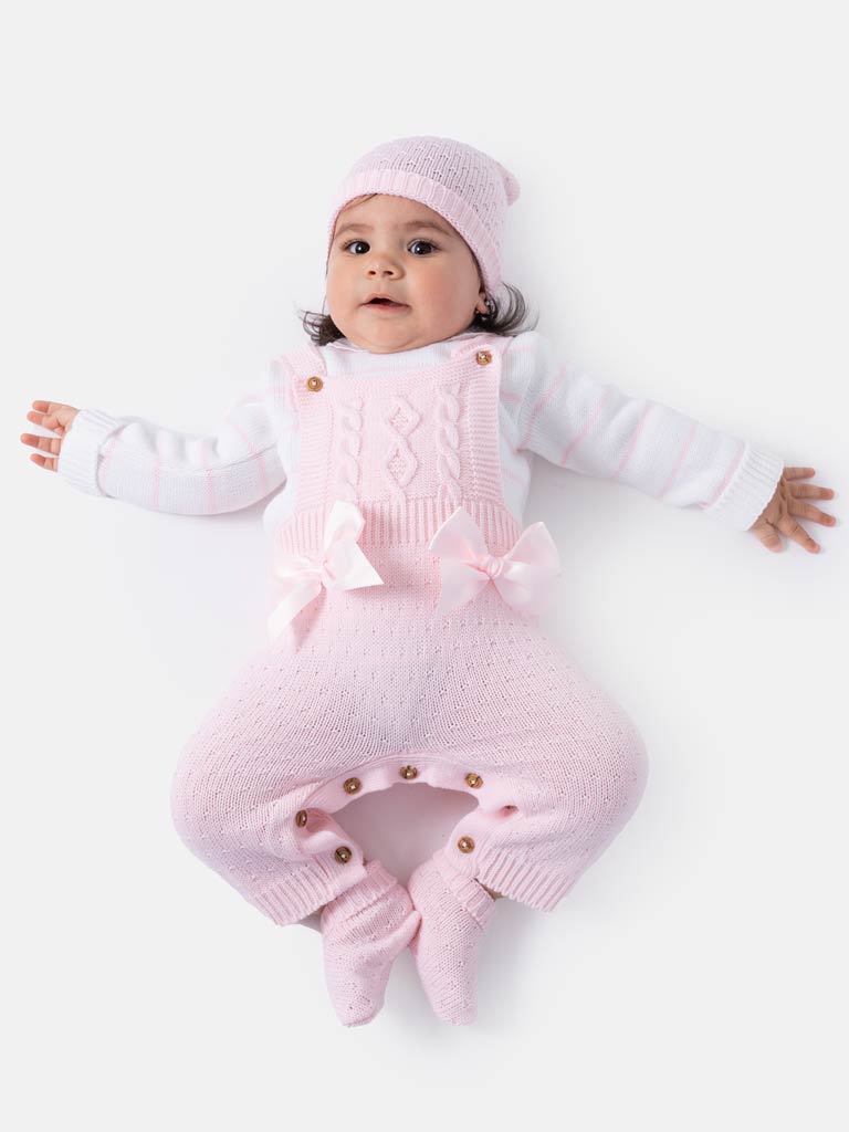 Baby Girl Nia Collection 4-piece Spanish Knitted Set - Baby Pink