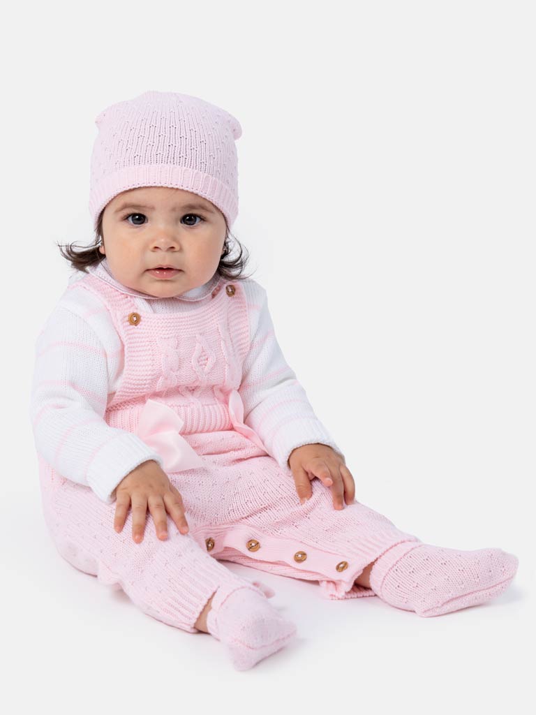 Baby Girl Nia Collection 4-piece Spanish Knitted Set - Baby Pink