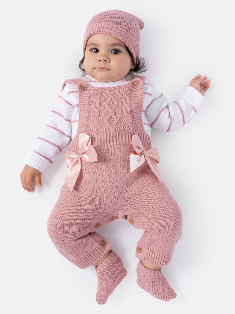 Baby Girl Nia Collection 4-piece Spanish Knitted Set - Dusty Pink