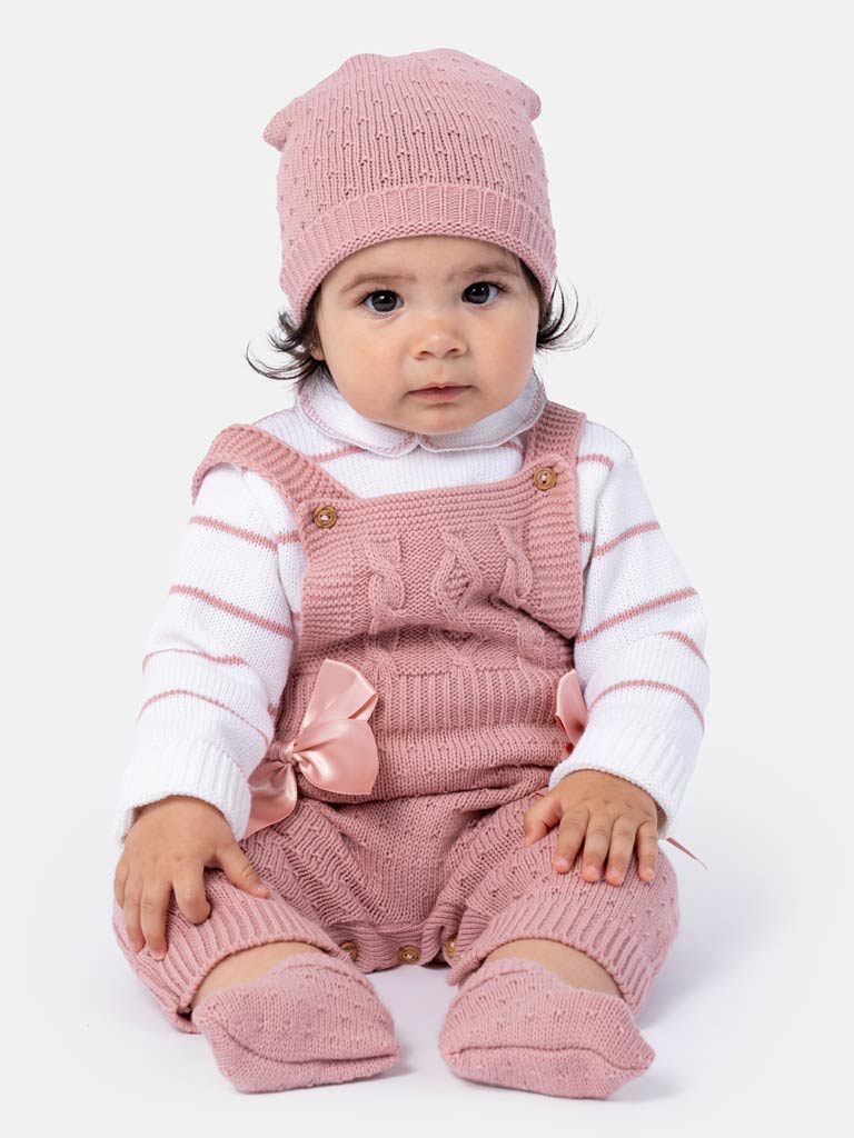 Baby Girl Nia Collection 4-piece Spanish Knitted Set - Dusty Pink