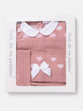 Baby Girl 3-piece Heart Knitted Gift Box Set - Dusty Pink