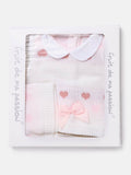 Baby Girl 3-piece Heart Knitted Gift Box Set - White and Pink