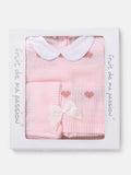 Baby Girl 3-piece Heart Knitted Gift Box Set - Baby Pink