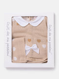 Baby Girl 3-piece Heart Knitted Gift Box Set - Beige