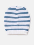Baby Boy Knitted Hat with Horizontal Lines -  Blue
