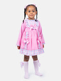 Baby Girl Eri Collection Velvet Dress with Tartan Accents - Pink