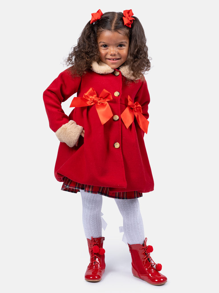 Baby Girl Elegant Coat with Bows and Fur Mommiesnbabies