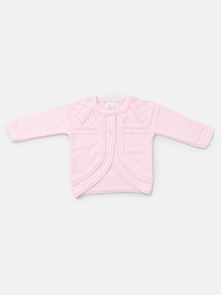 Baby Girl Diamond Knit Bolero - Pink