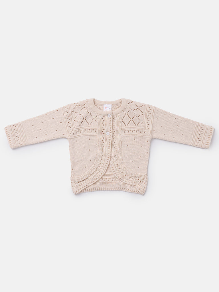 Baby Girl Diamond Knit Bolero - Beige