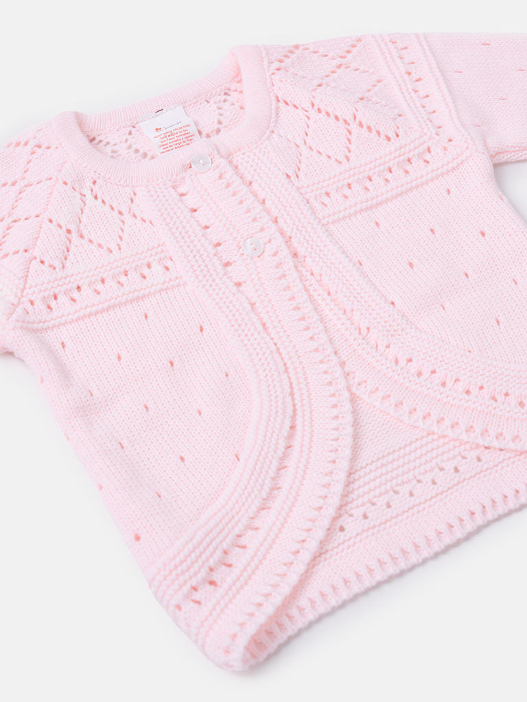 Baby Girl Diamond Knit Bolero - Pink