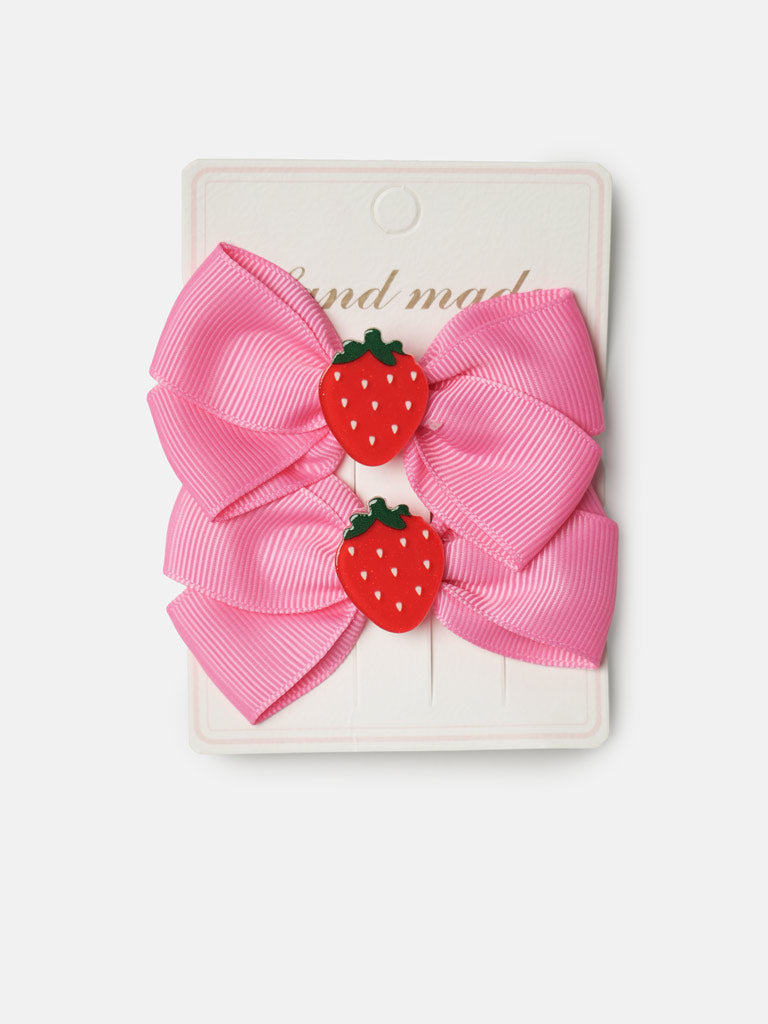 Baby Girl Strawberry 2 Hairclips Set - Pink