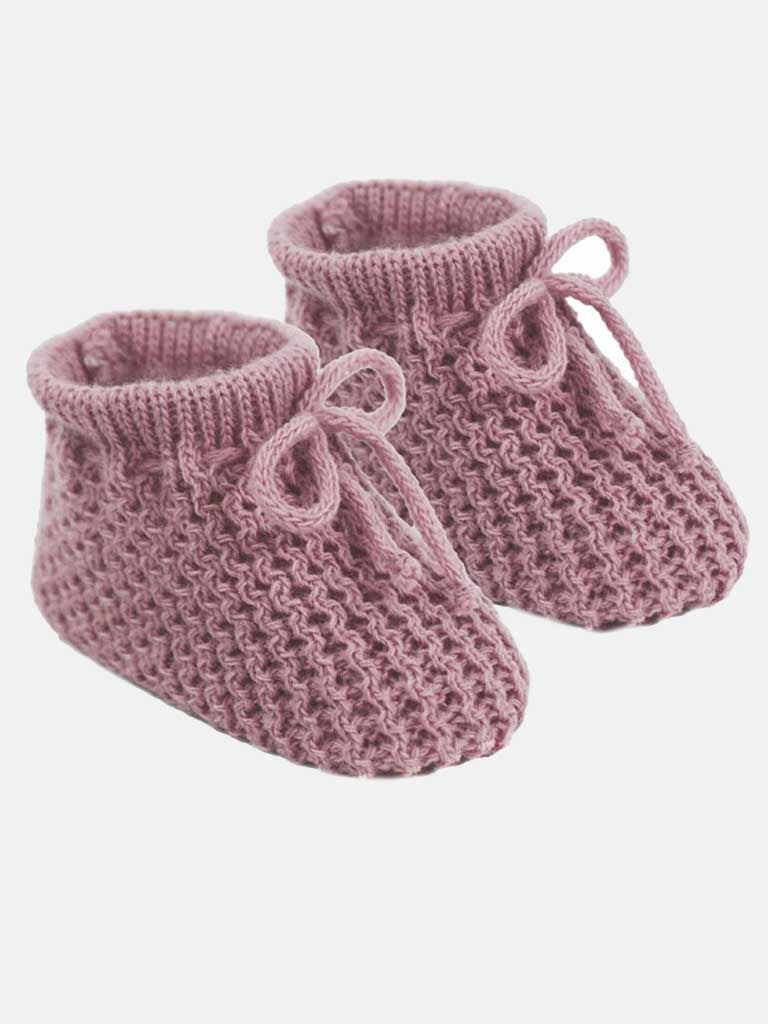 Baby Girl Knitted Booties-Dusty Pink