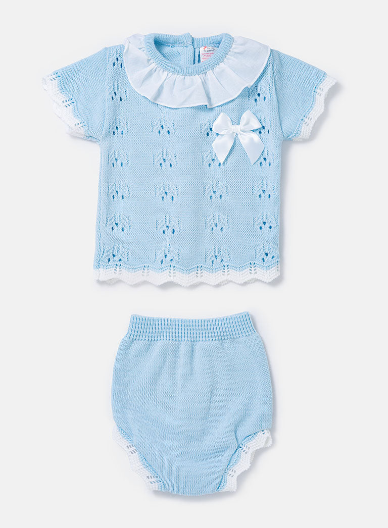 Baby Girl Dalia Collection 2-piece Spanish Knitted Set - Baby Blue