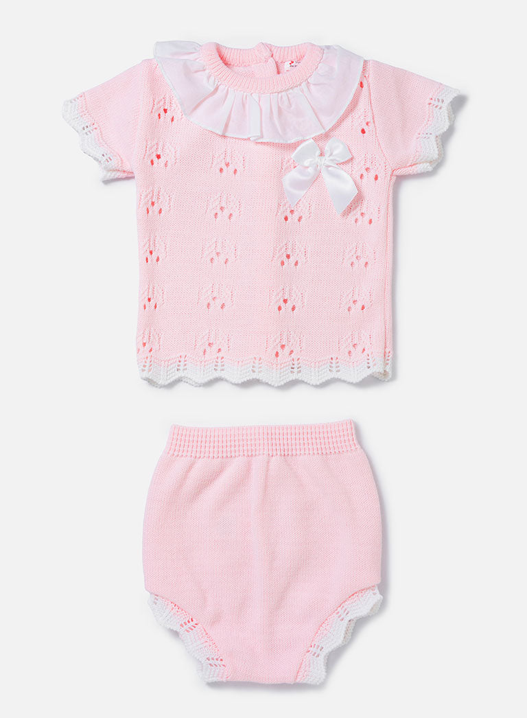 Baby Girl Dalia Collection 2-piece Spanish Knitted Set - Baby Pink