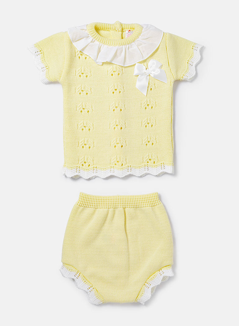 Baby Girl Dalia Collection 2-piece Spanish Knitted Set - Lemon Yellow