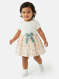 Baby Girl Nova Collection Half Knitted Spanish Dress - Ivory & Orange Floral