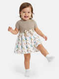 Baby Girl Nova Collection Half Knitted Spanish Dress - Beige & Dino